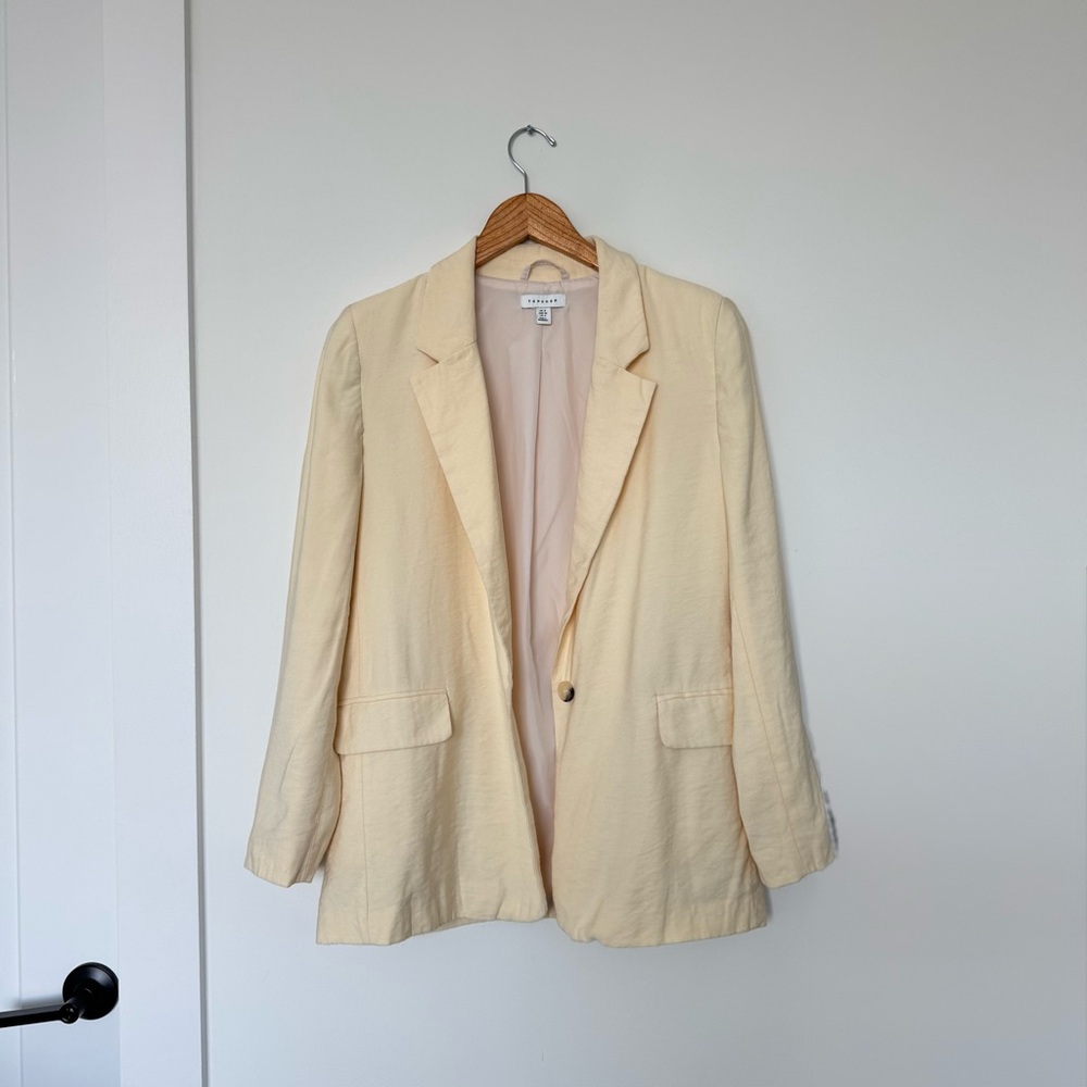 Topshop Linen Blazer Baby Yellow